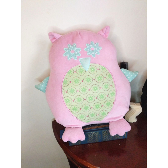 Owl Pillow 14" 2009 Adult owned plush pink Belks - Picture 1 of 9